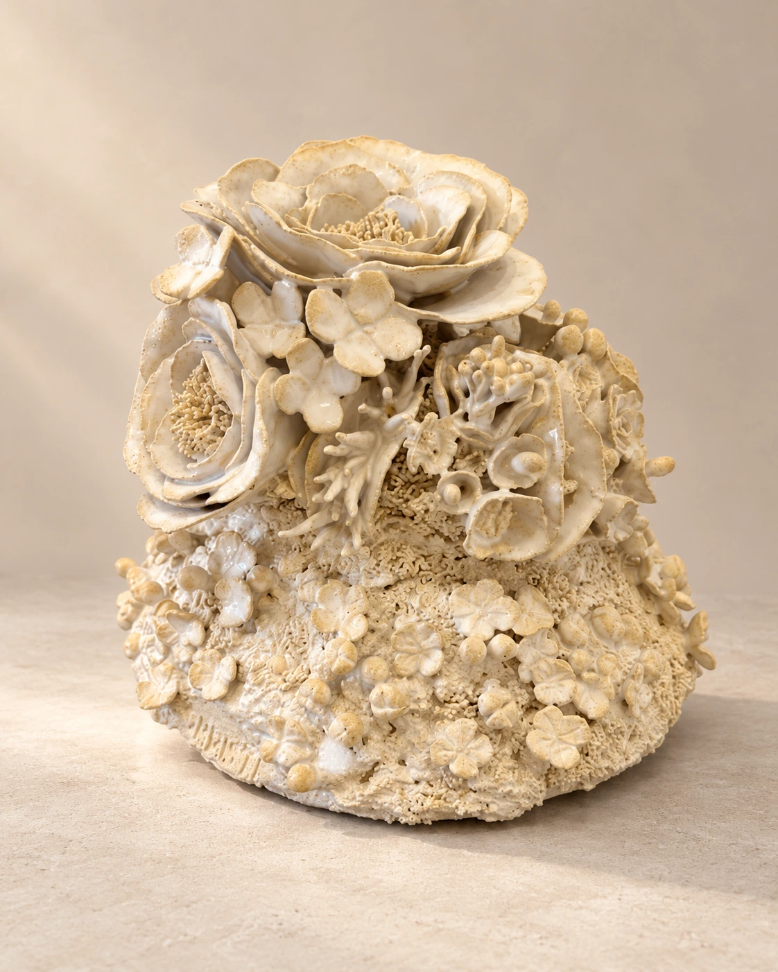 Petalrise — glazed white clay by Shristi Shrestha Demougeot